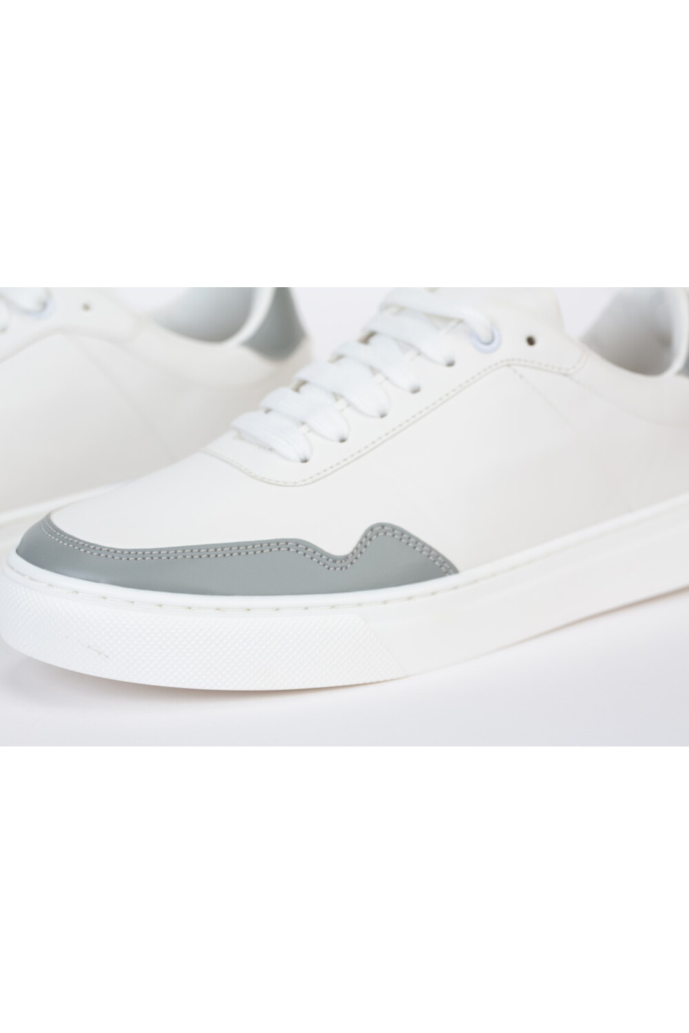 Mens White And Gray Lace Up Shoes