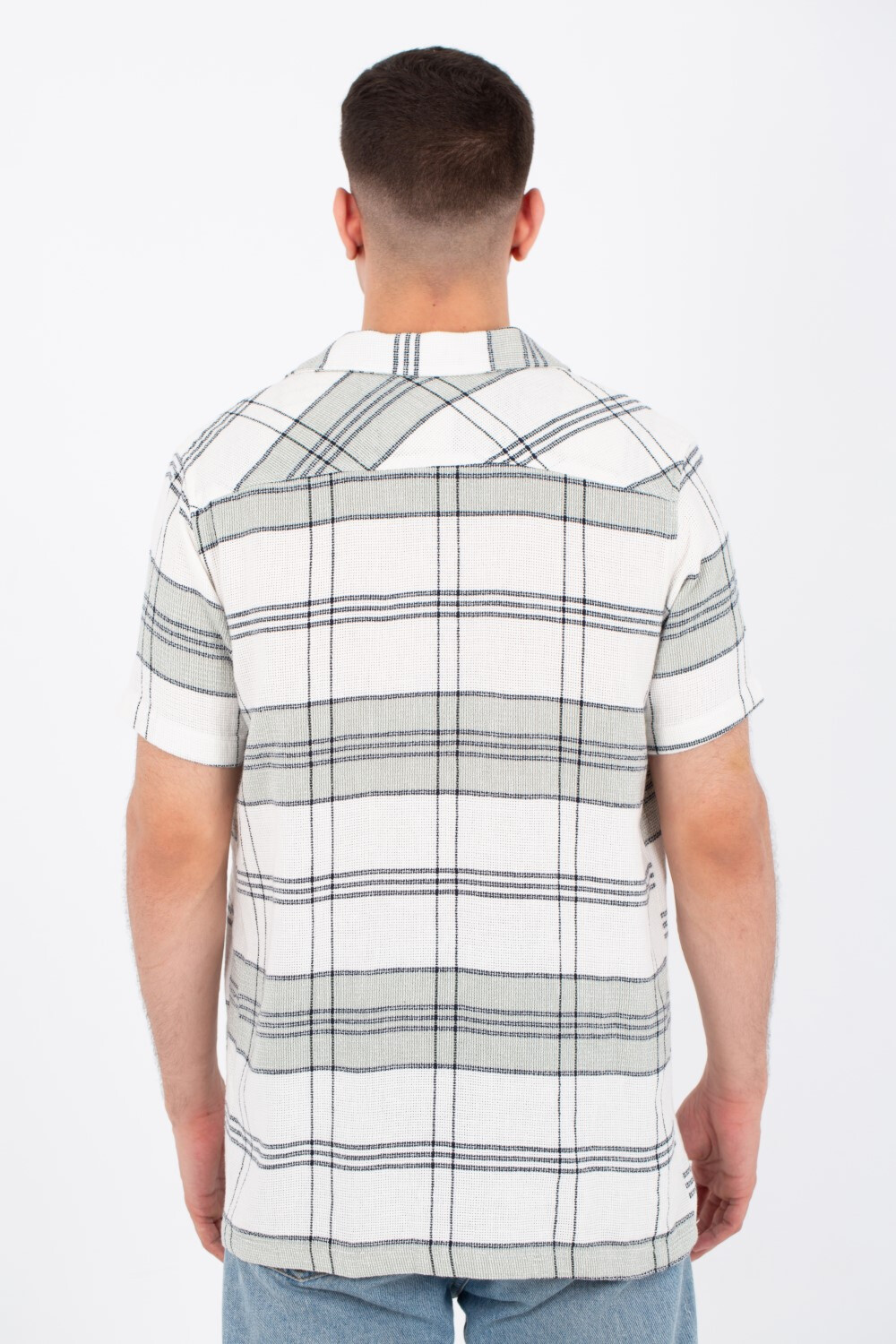 Mens Checkered Half Sleeve Slim Fit Trico Shirt With Front Buttons