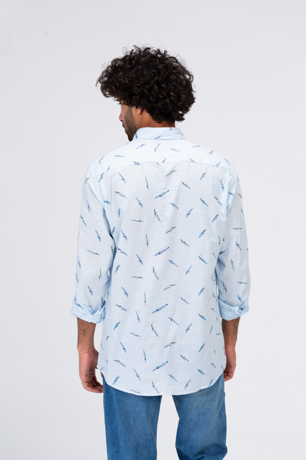 Mens Long Sleeved All Over Print Shirt With A Unique Cut
