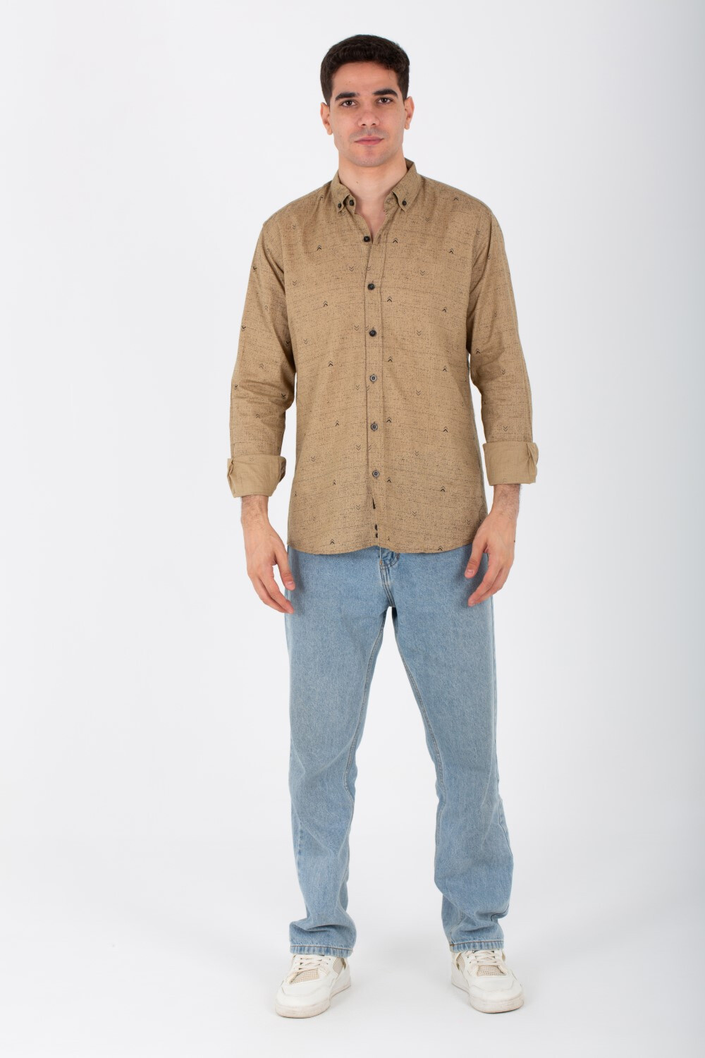 Mens Slim Fit Shirt Printed With Poplin Material And Long Sleeves