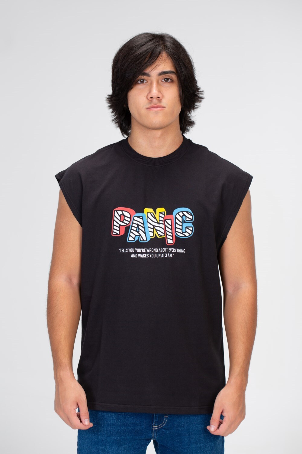 Men's Cut Printed On The Front And Back T-shirt Black In Milton Material