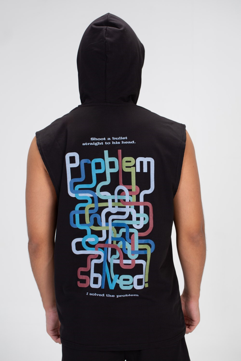 Men's Cut Printed On The Front And Back T-shirt In Black