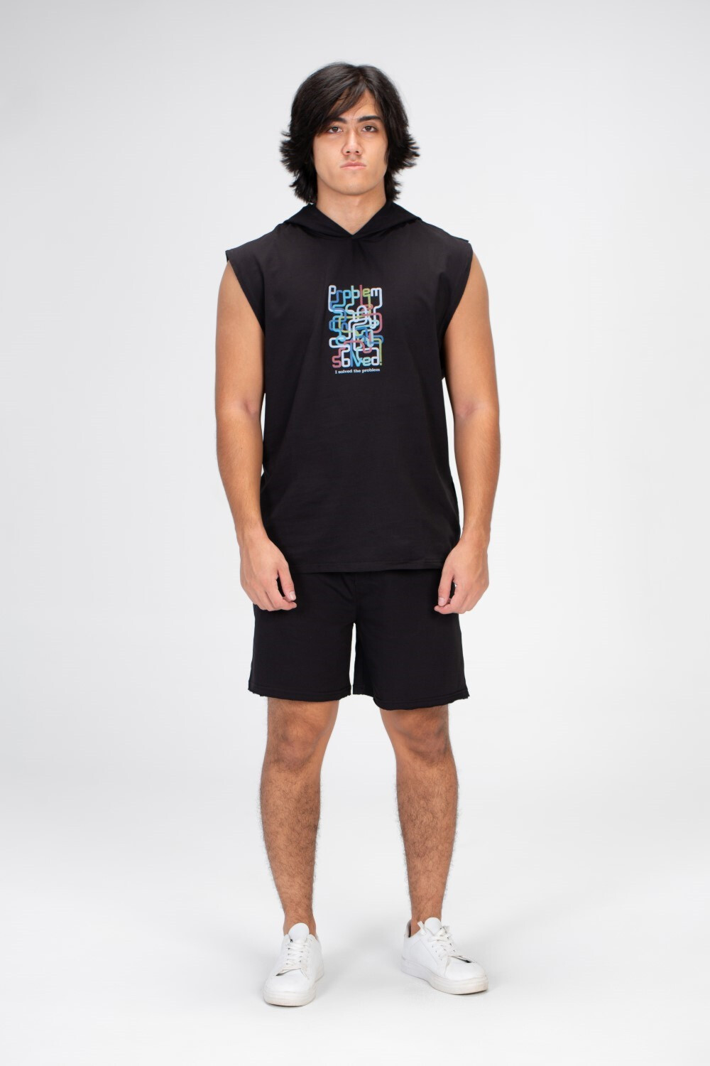 Men's Cut Printed On The Front And Back T-shirt In Black