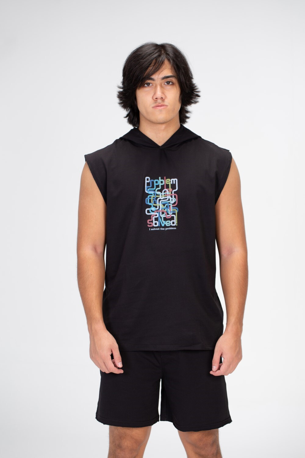 Men's Cut Printed On The Front And Back T-shirt In Black
