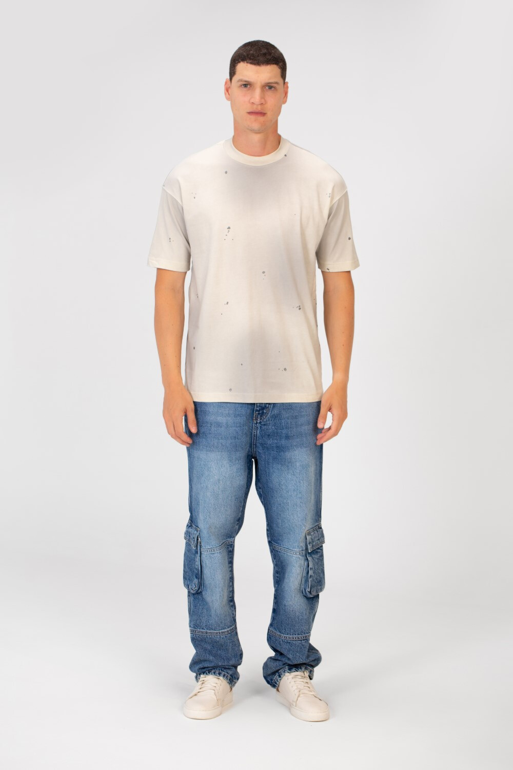 Men's Tie Die Dotted Short Sleeve Crew Neck Regular Fit T-Shirt