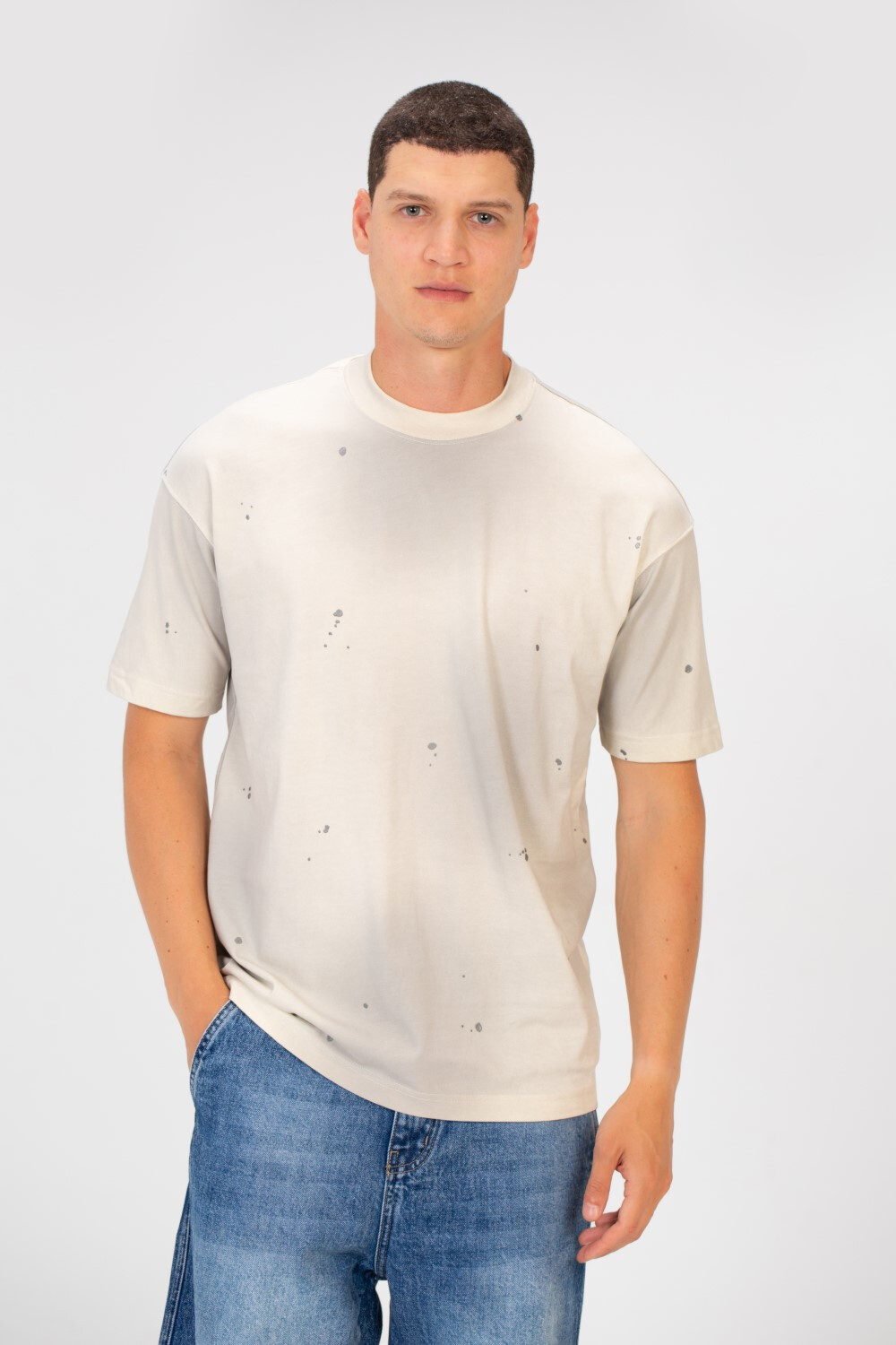 Men's Tie Die Dotted Short Sleeve Crew Neck Regular Fit T-Shirt