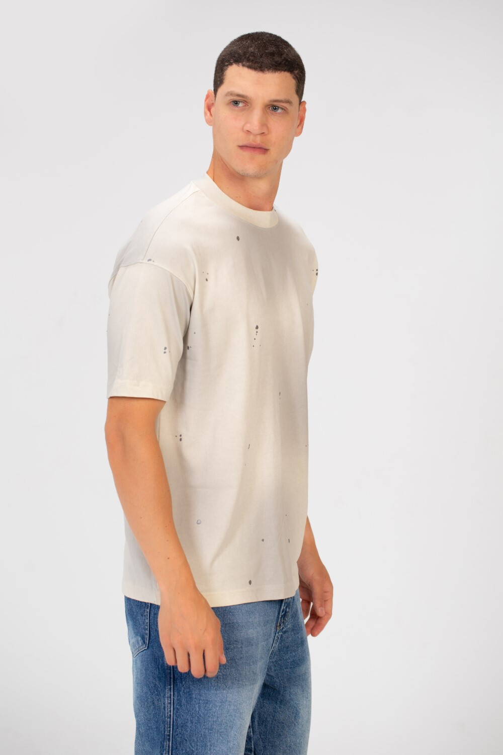 Men's Tie Die Dotted Short Sleeve Crew Neck Regular Fit T-Shirt