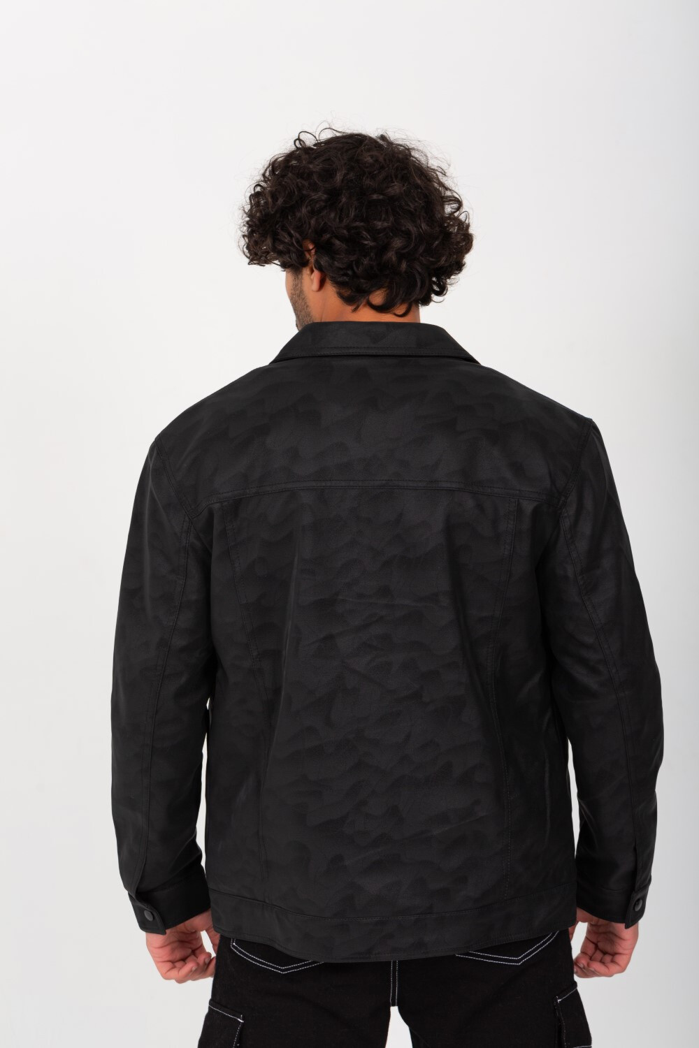 Men's Fashion Casual Full Zipper Leather Jacket With Front Pockets