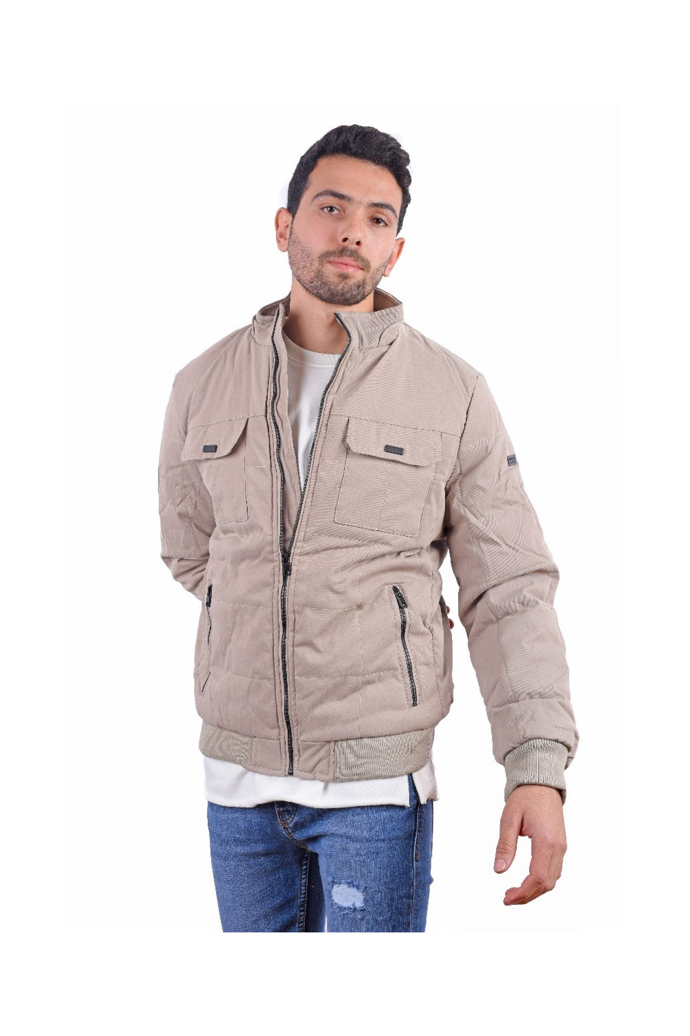 Men's With Front Pockets Casual Full Zipper Waterproof Jacket With Unique Style