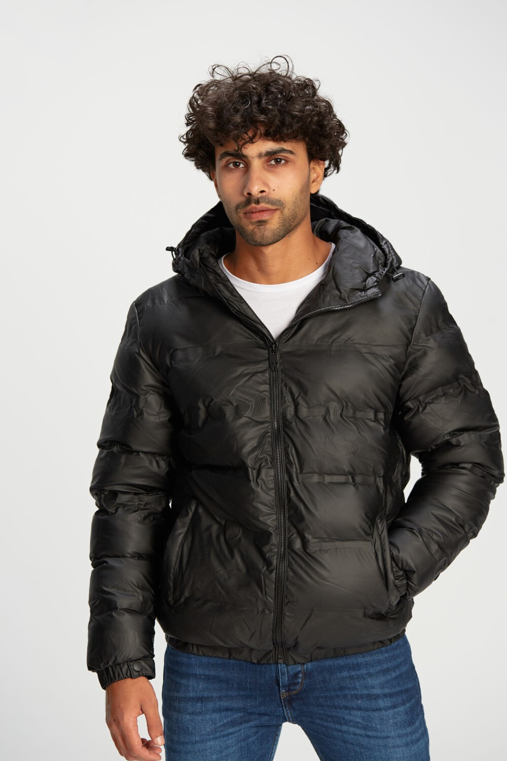Men's Casual Puffer Basic Full Zipper Hooded Waterproof Jacket