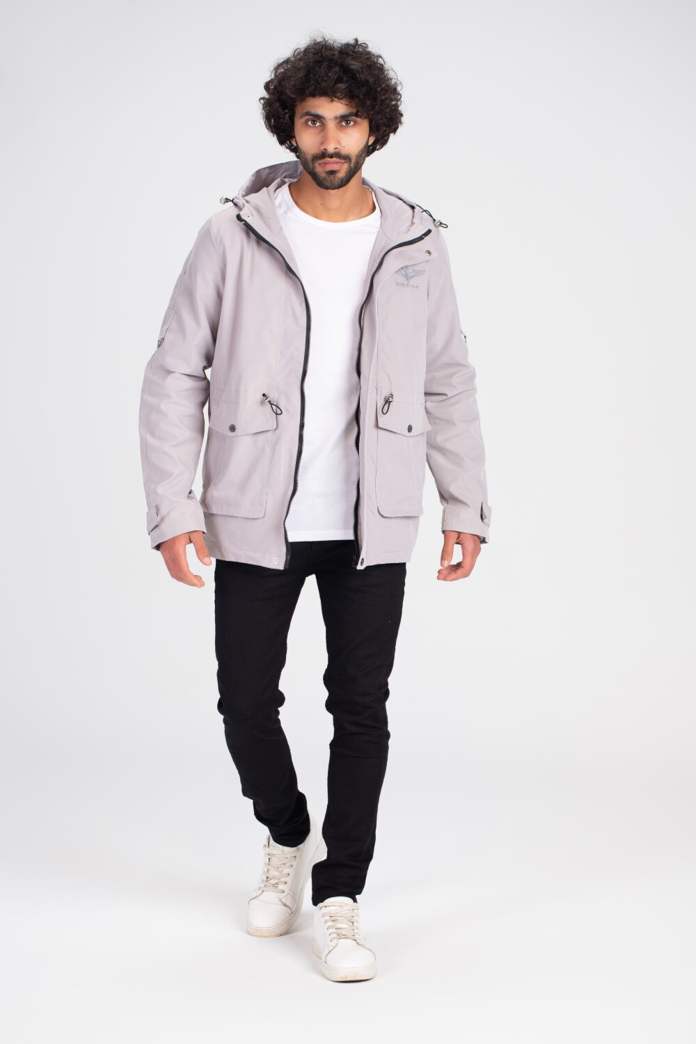 Men's Gbardines Casual Full Zipper Front Pockets Waterproof Jacket With Unique Style