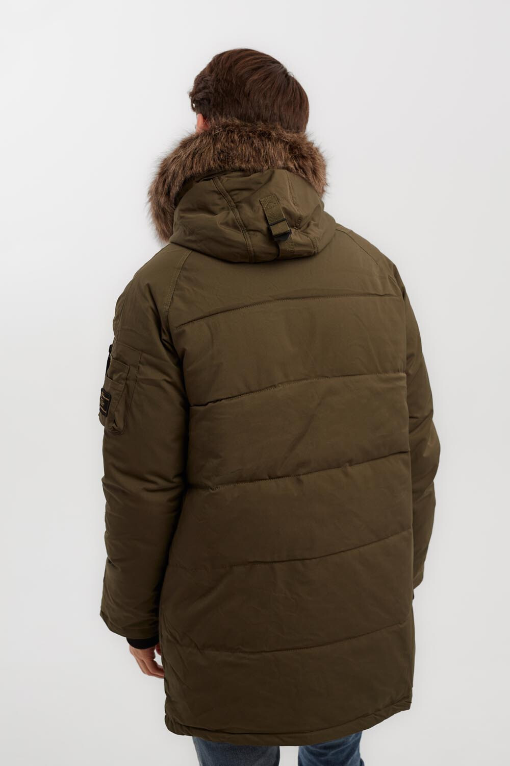Men's Casual Puffer Long Style Front Pockets Full Zipper Fur Hooded Waterproof Jacket