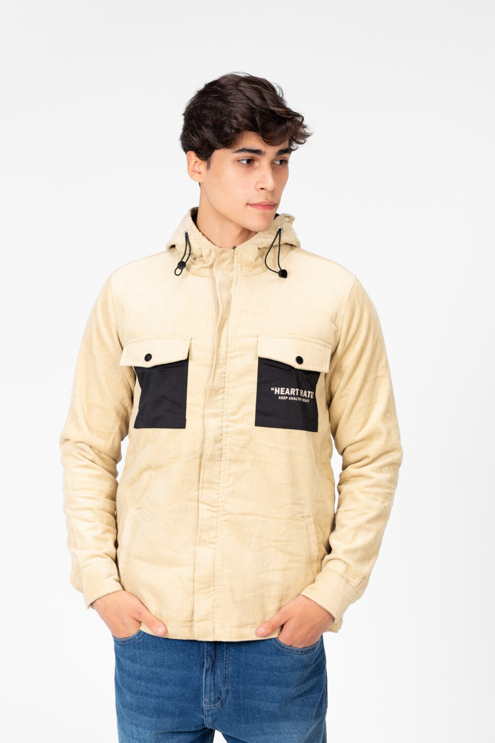 Men's Suede Hood Jacket With Front Pockets
