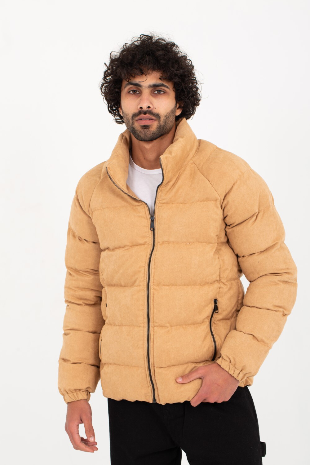 Men's Casual Suede Full Zipper Waterproof Puffer Jacket With Unique Style +1