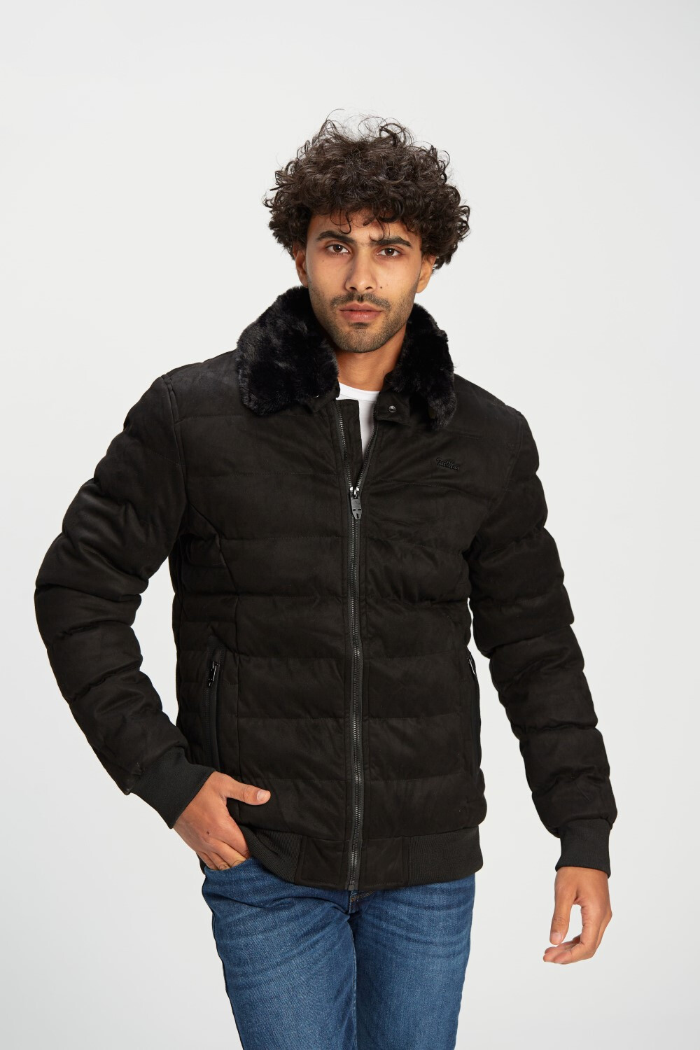 Men's Casual Puffer Suede Full Zipper Hooded Waterproof Jacket With Unique Style