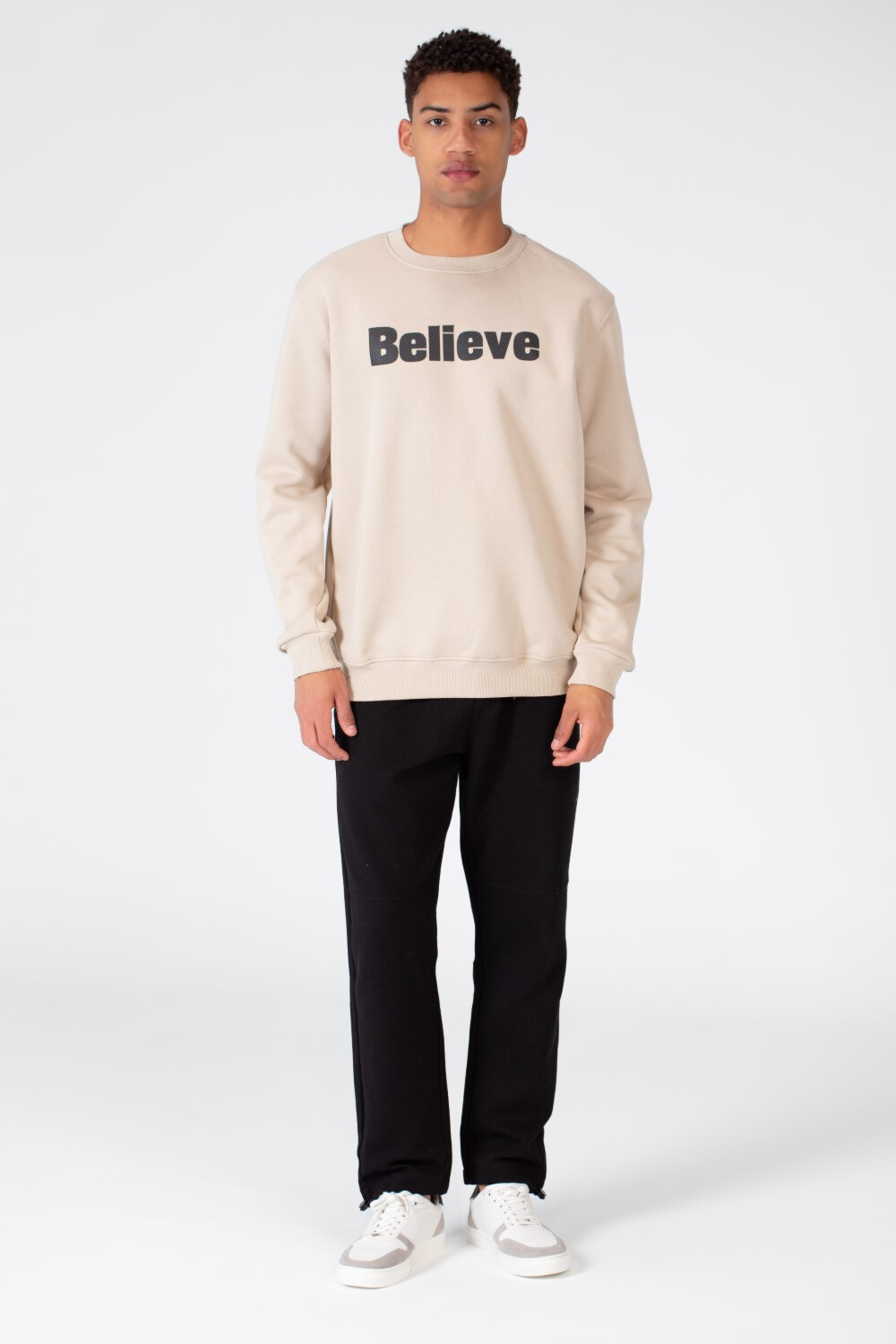 Men's Round Neck Sweatshirt With Front And Back Print