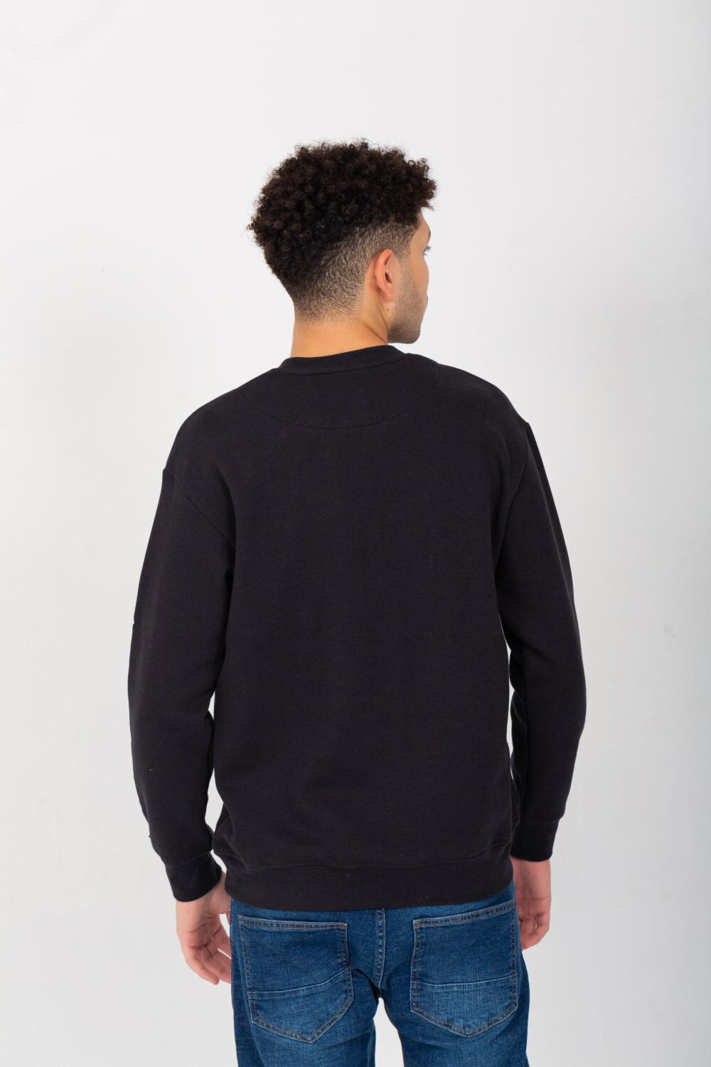 Men's Rounded Neck Padded With Unqiue Modern Front Pattern & Printed Sleeve Sweatshirt