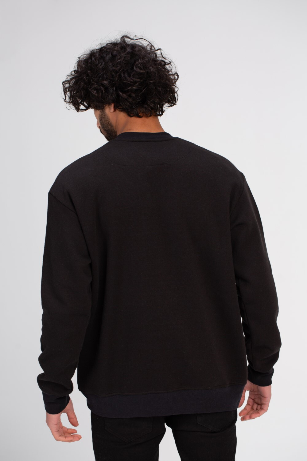 Men's Rounded Neck Padded Front Printed Stylish Design Sweatshirt