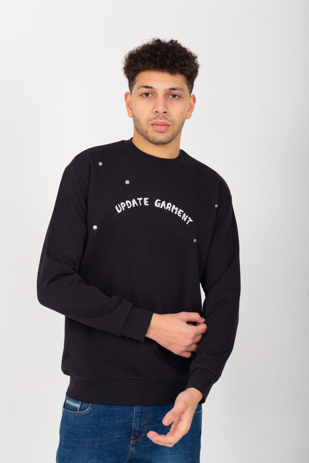 Men's Round Neck Padded Front Print Sweatshirt