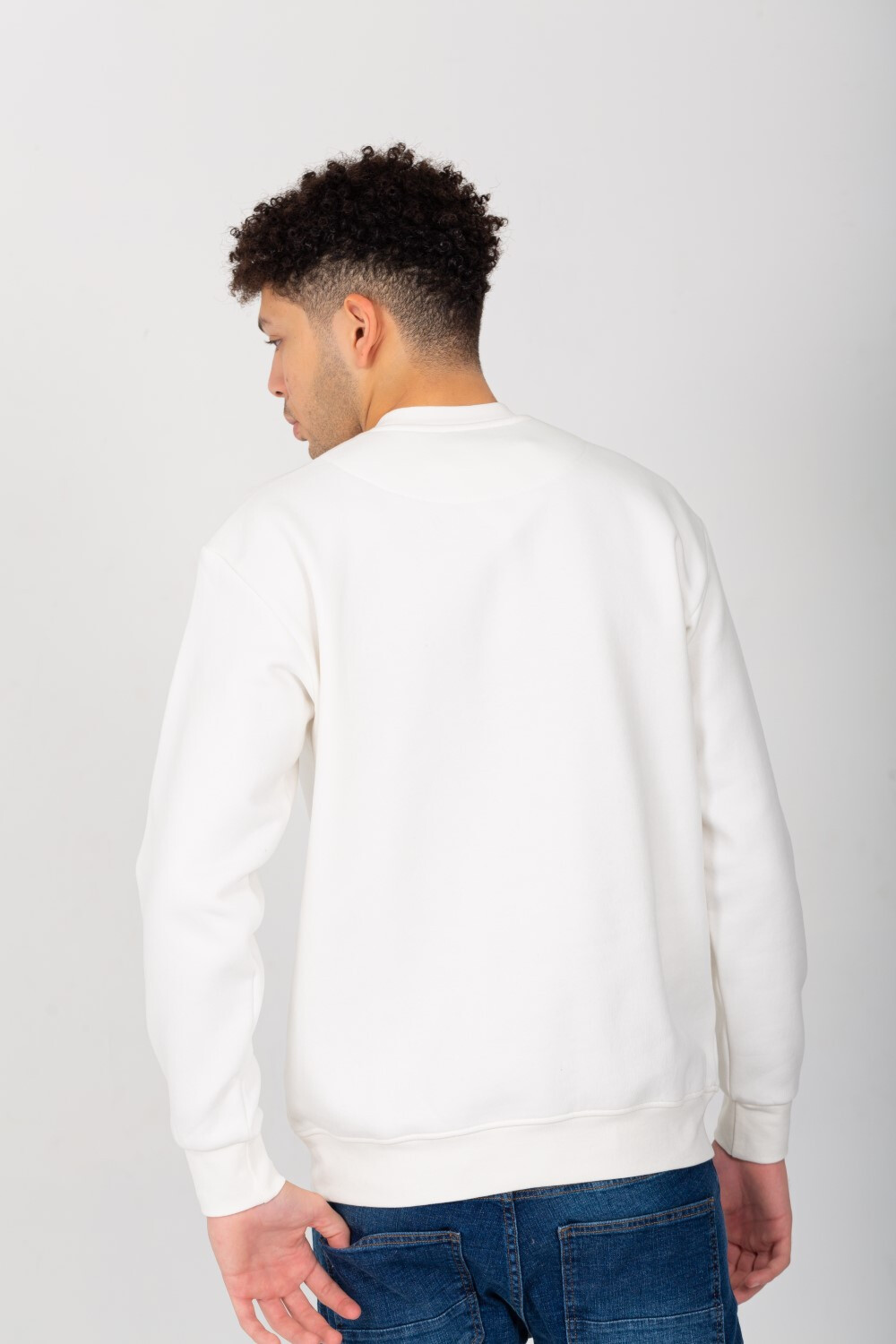 Men's Rounded Neck Padded With Unqiue Modern Front Pattern Sweatshirt