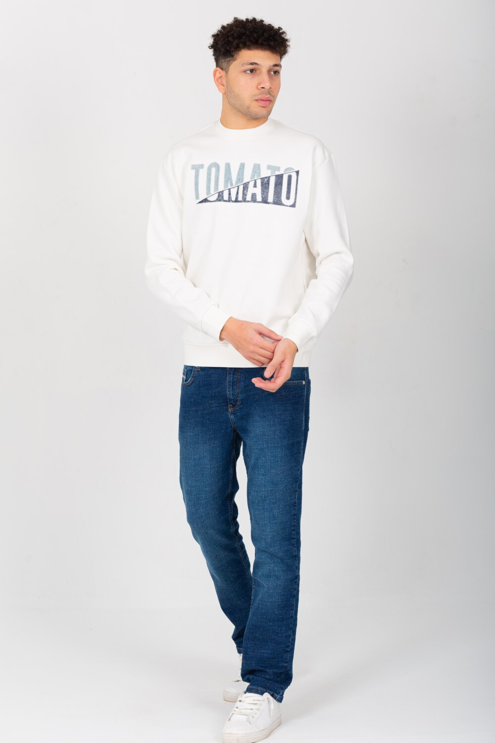 Men's Rounded Neck Padded With Unqiue Modern Front Pattern Sweatshirt