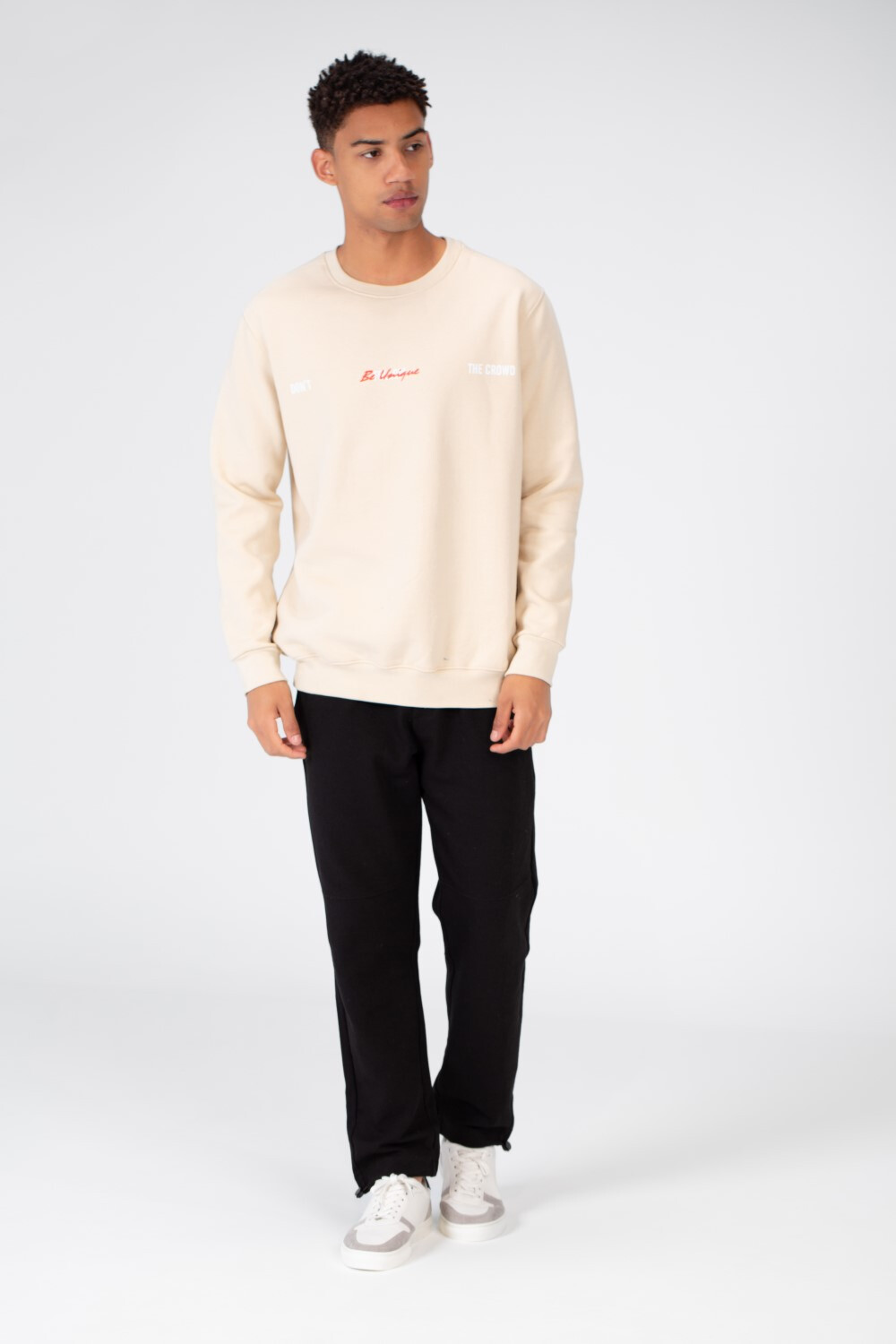 Men's Printed Crew Neck Sweatshirt In Melton Material