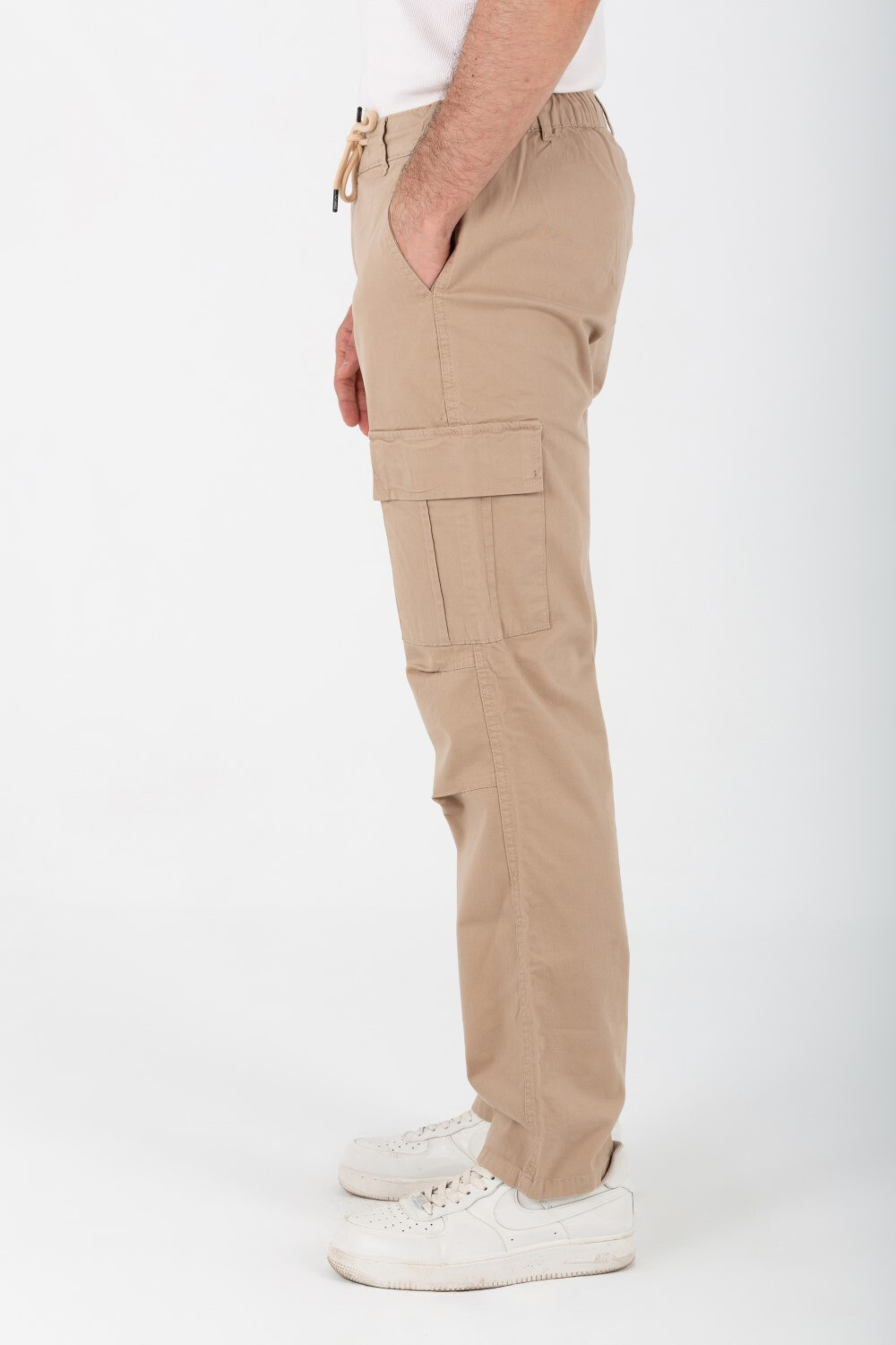 Men's Gabardine Sherwal Pants With Side Pockets And An Elastic Band In The Middle