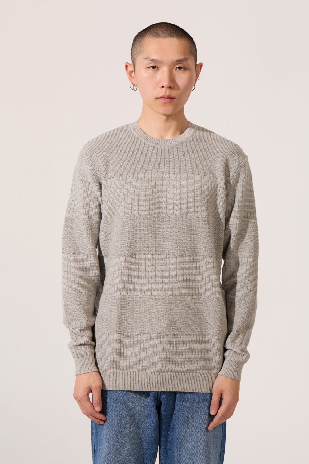 Men's Tomato Slim Fit Cotton Crew Neck Long Sleeve Pullover