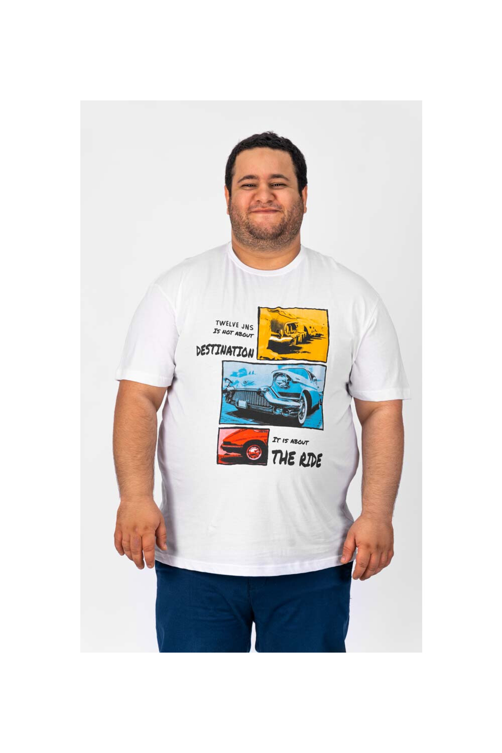Men's Printed Crew Neck Cotton Big Size T-shirt
