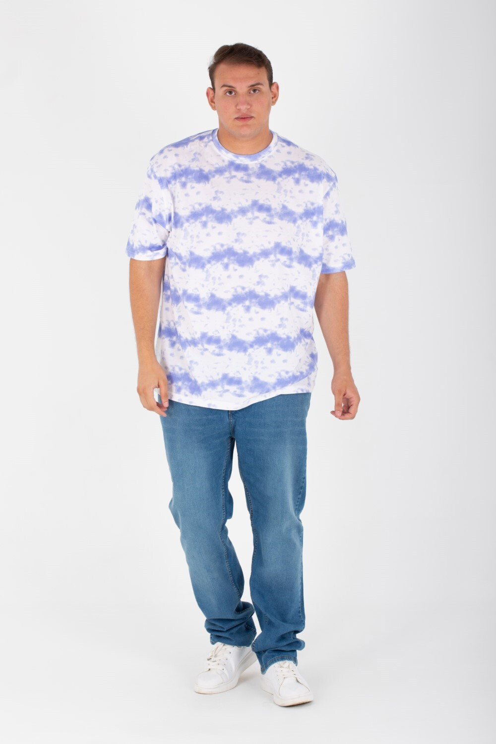 Mens Big Size Full Print T-shirt With Over Size Cut Half Sleeves