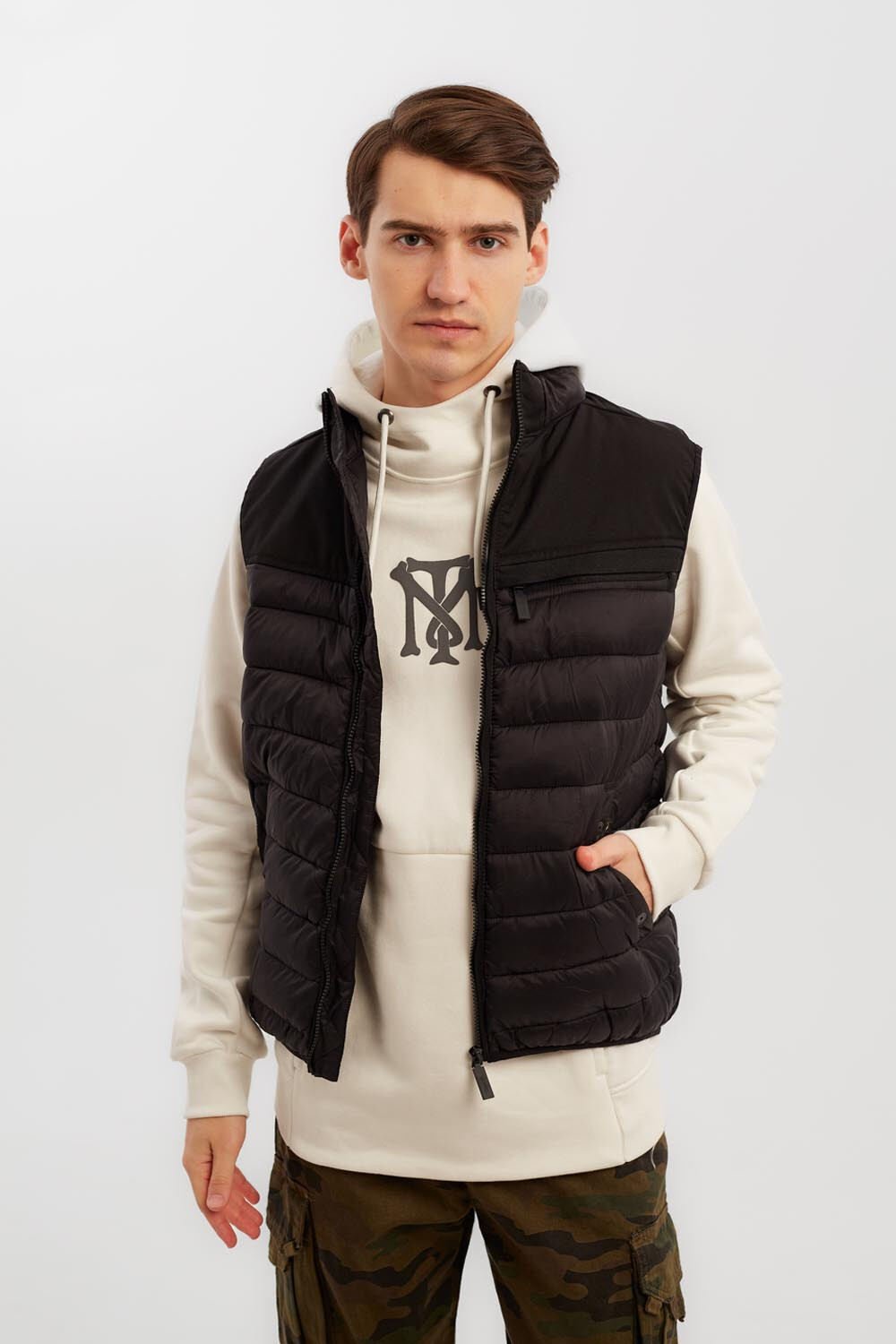 Men s Casual Puffer Full Zipper Hooded Waterproof Vest Tomato Stores
