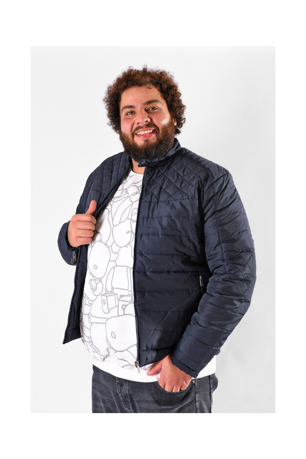Men's Regular Fit Crew Neck Big Size Long Sleeves Padded Sweatshirt