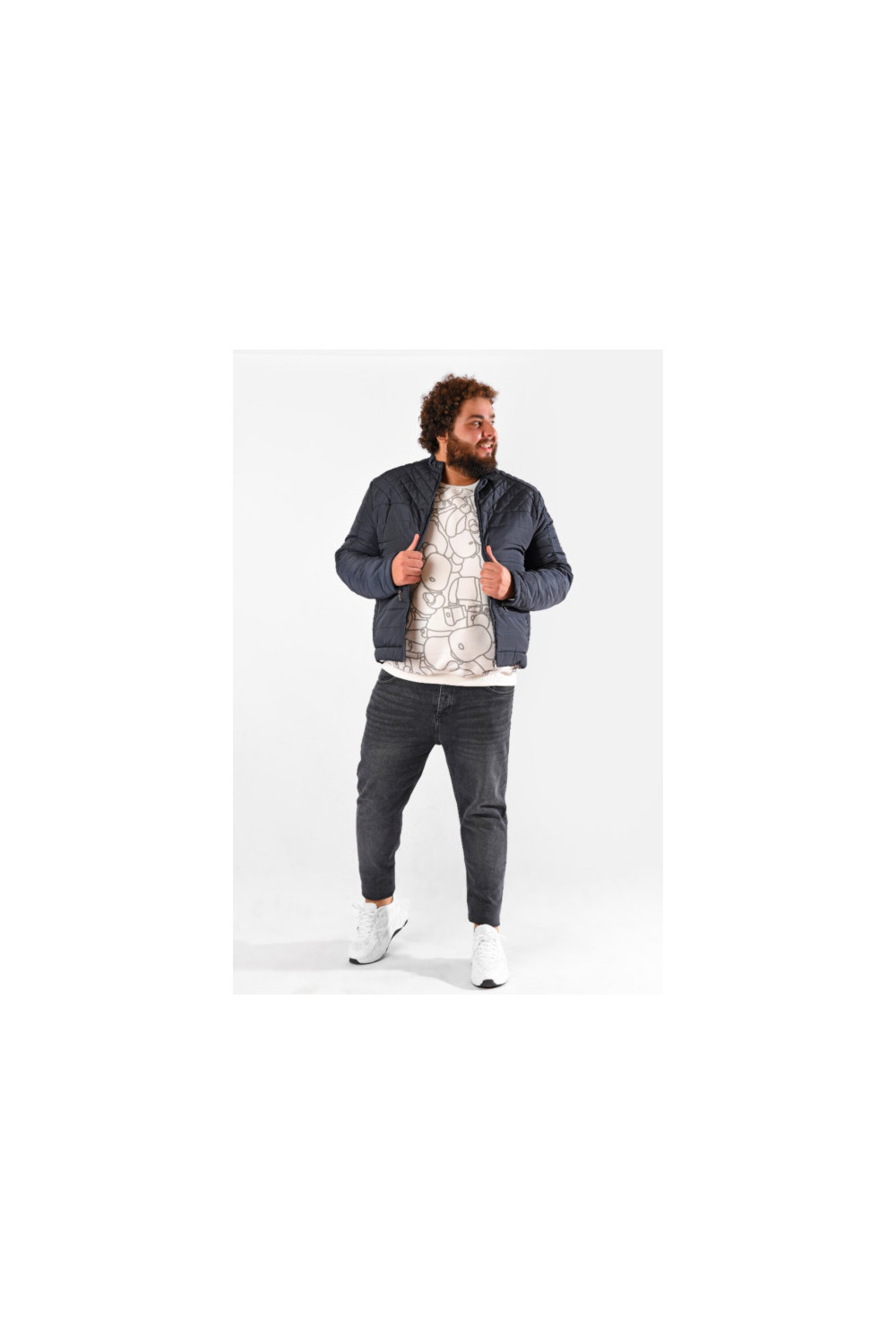 Men's Regular Fit Crew Neck Big Size Long Sleeves Padded Sweatshirt