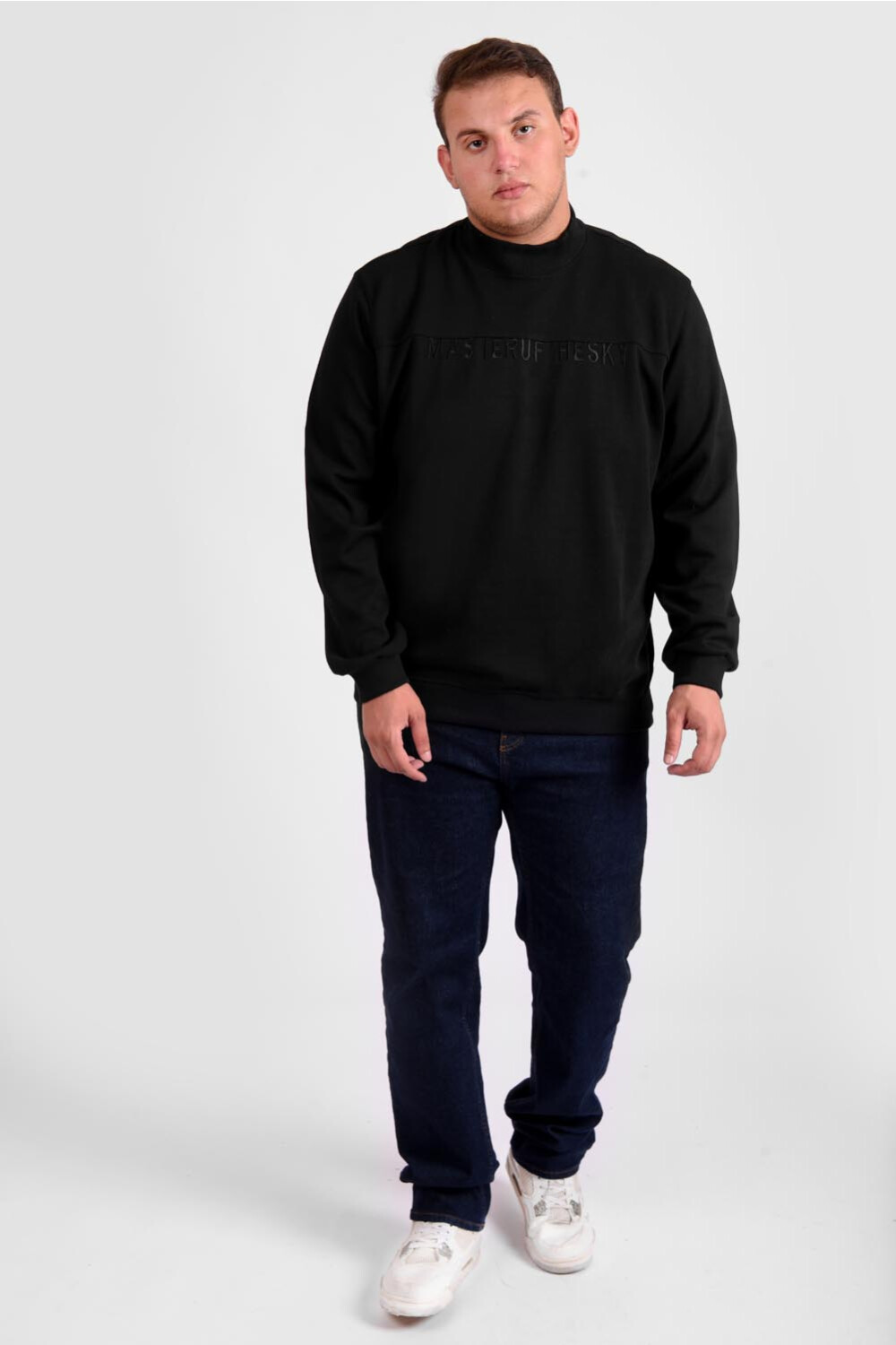 Men's Big Size High Neck Regular Fit Soft Melton Front Printed Padded Sweatshirt
