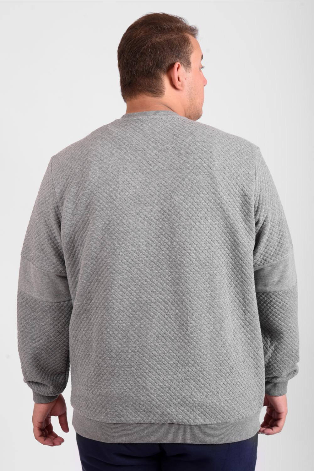 Men's Front Chest Printed Long Sleeve Rounded Neck Big Size Sweatshirt