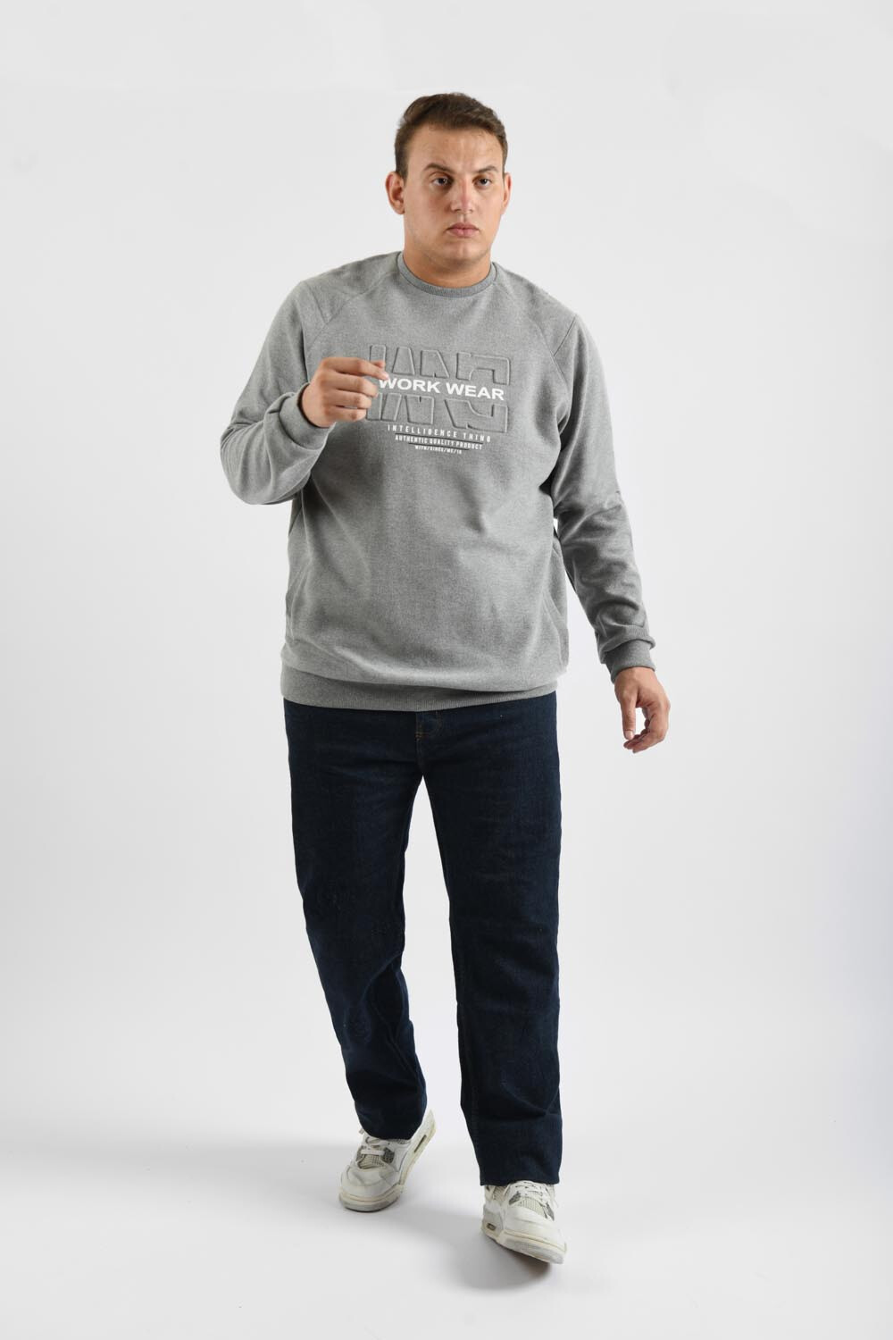 Men's Regular Fit Made Of Soft Melton Padded Front Printed Big Size Sweatshirt