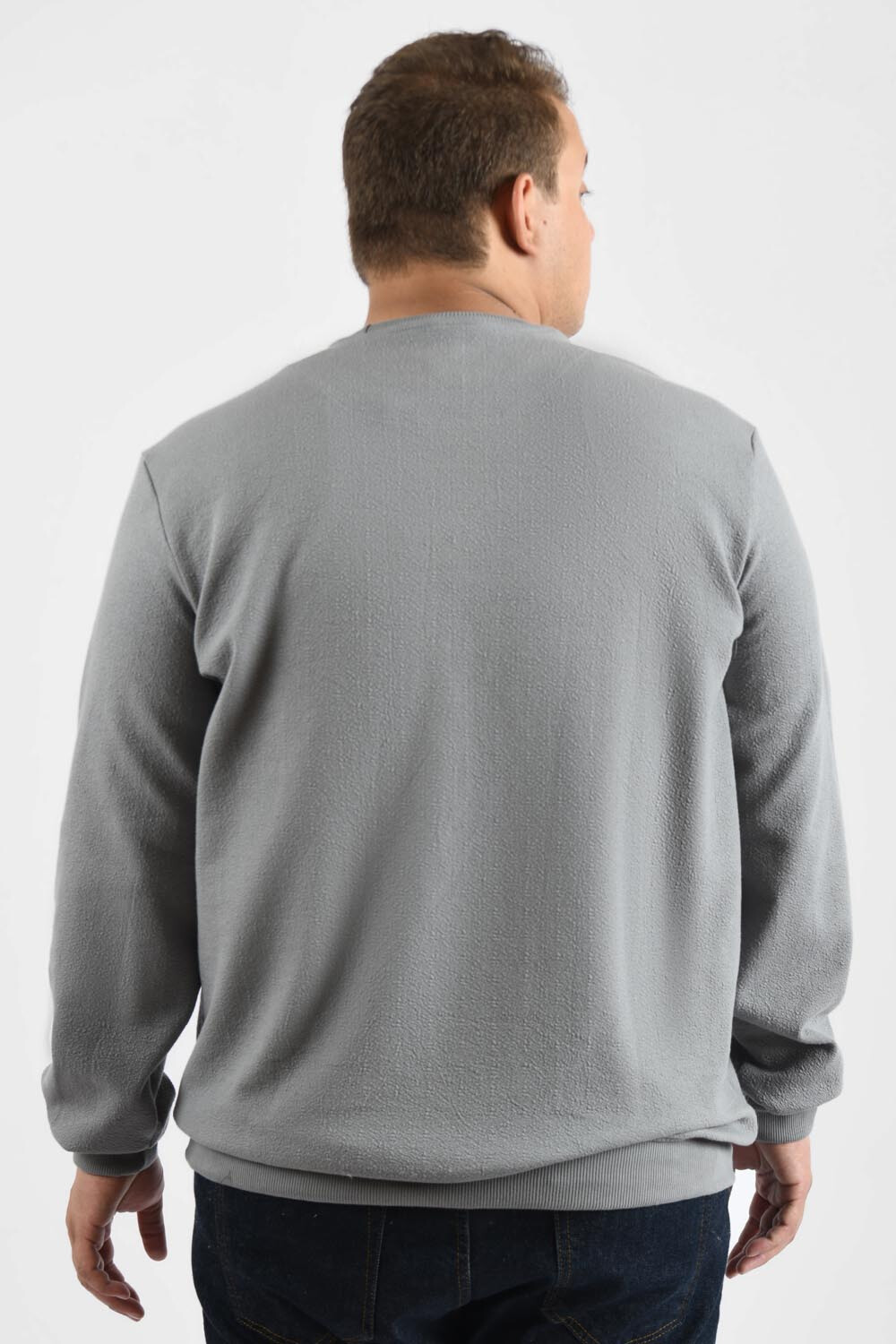 Men s Big Size Long Sleeve Rounded Neck Front Chest Printed Padded Melton Sweatshirt Tomato Stores