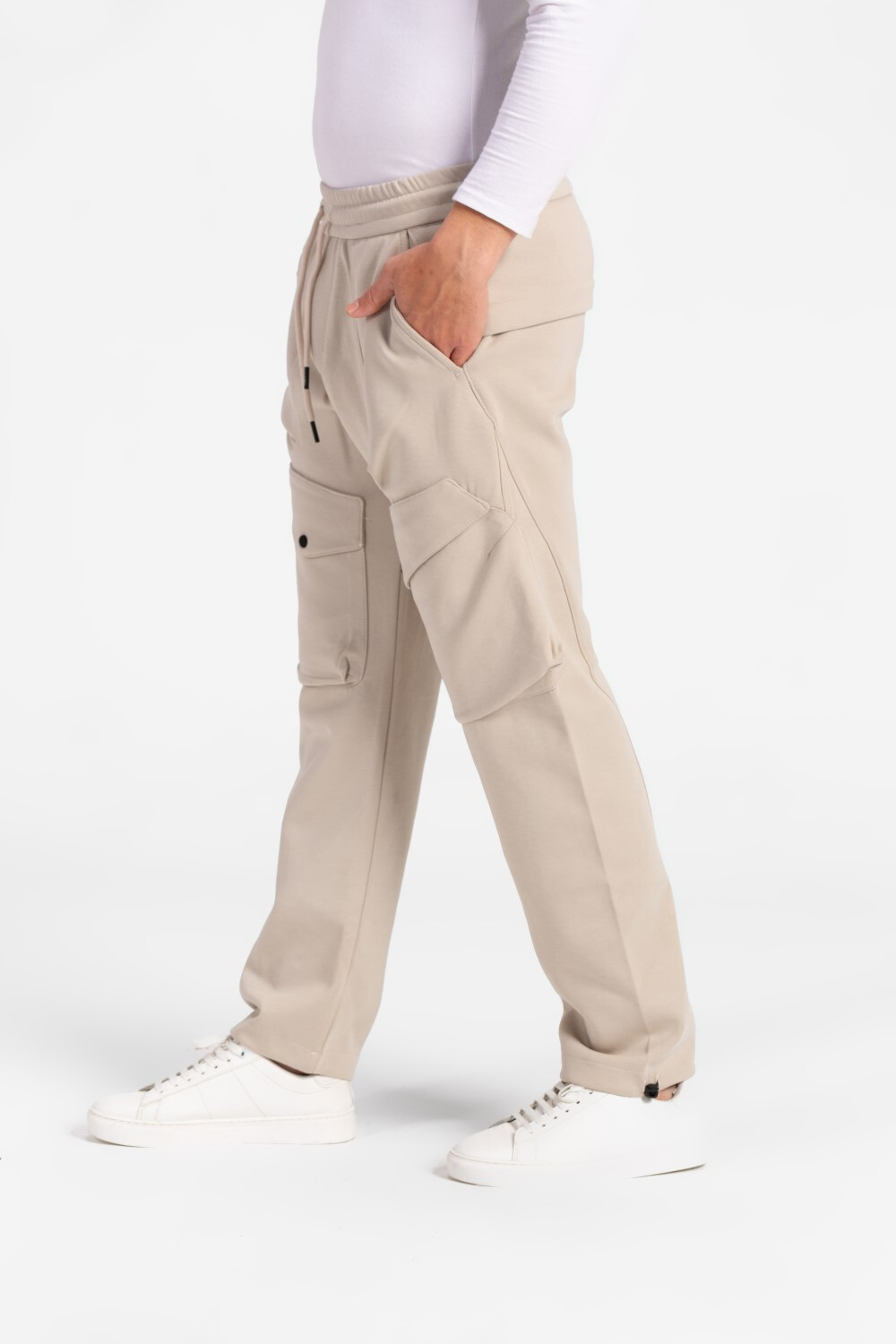 Men's Oversized Middle Drawstring Sweatpants With Front Pockets