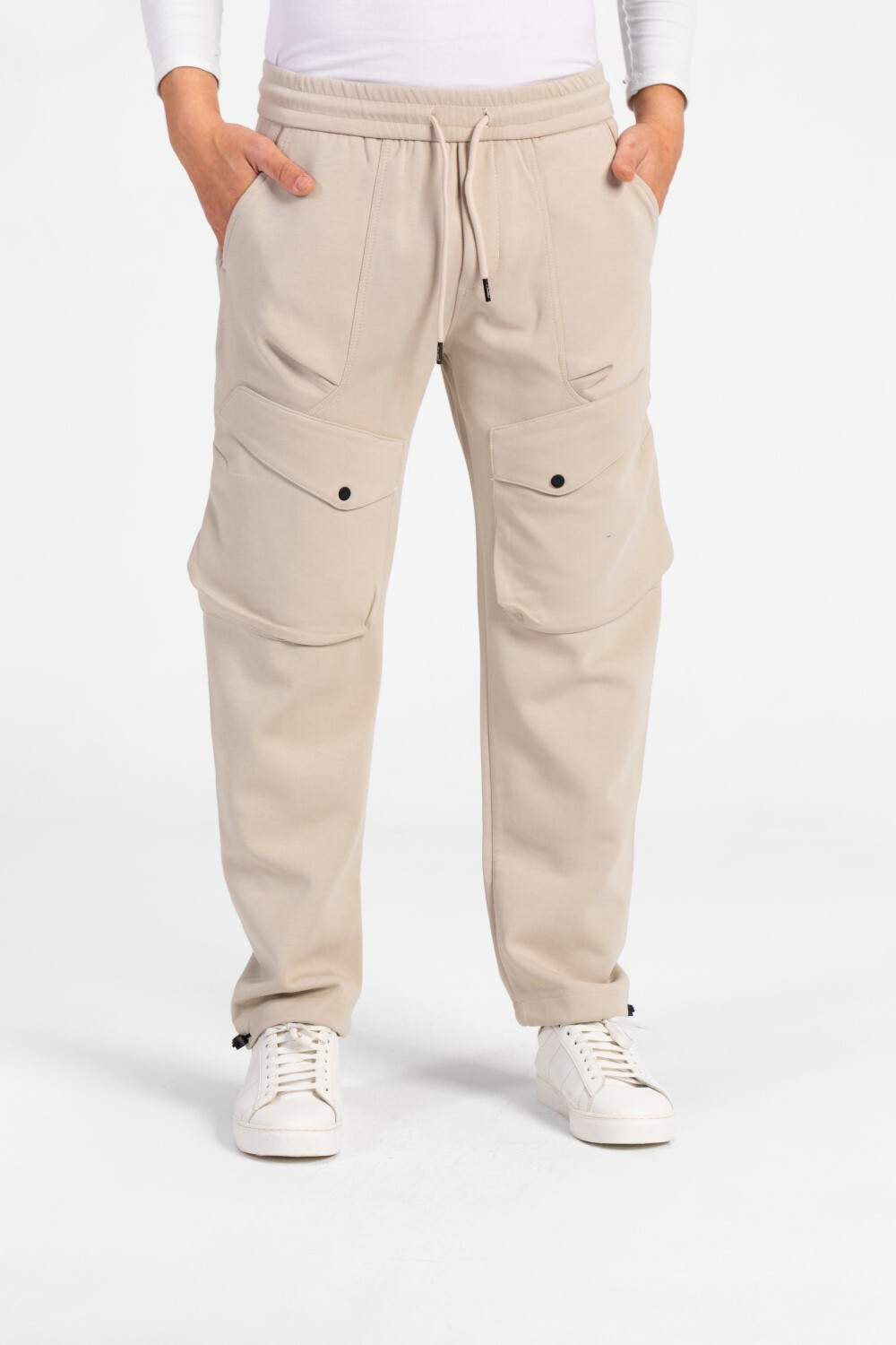 Men's Oversized Middle Drawstring Sweatpants With Front Pockets