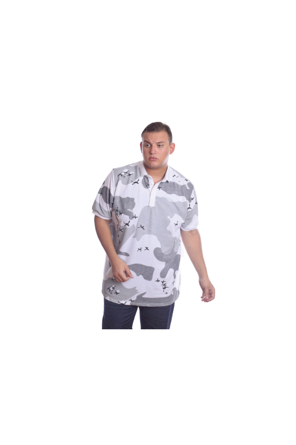 Men's Big Size Polo Full Printed Cotton T-shirt