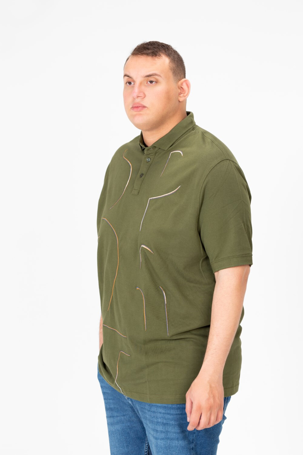 Men's Big Size Printed Half Sleeve Polo T-Shirt