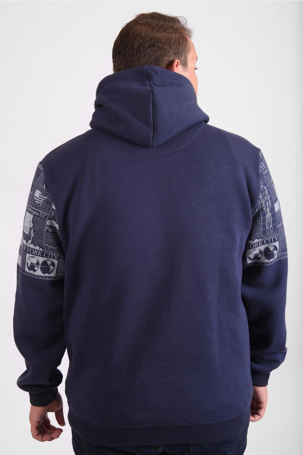 Men's Regular Fit Front Printed Hoodie Melton Basic Padded Big Size Sweatshirt