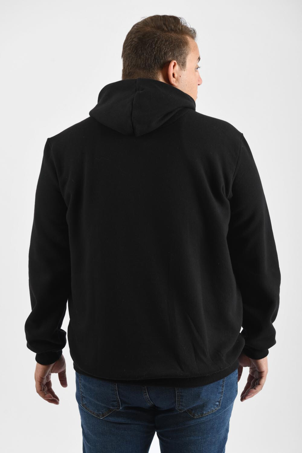 Men's Big Size Hooded Melton Padded Front Printed Hoodie Sweatshirt