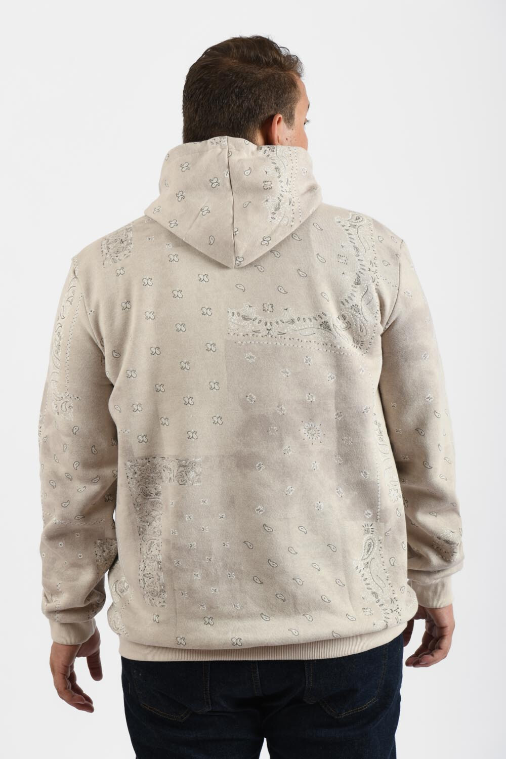 Men's Big Size Hooded Melton Padded Basic Hoodie With Unique Pattern Sweatshirt