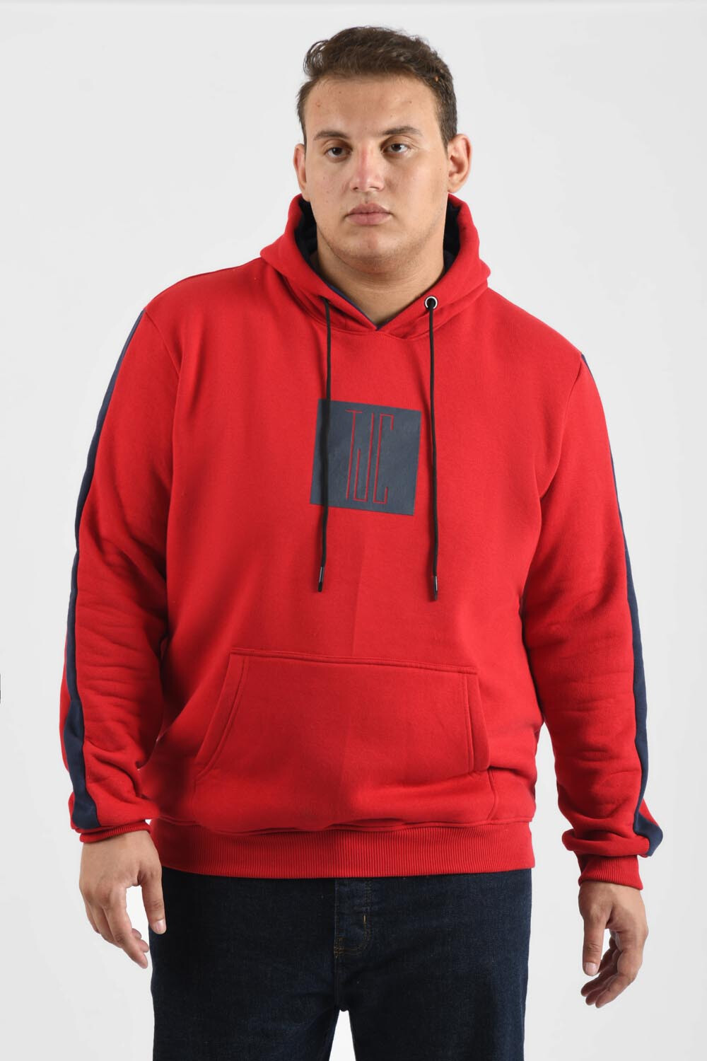Men's Big Size Hoodie Regular Fit Soft Melton Front Printed Padded Sweatshirt