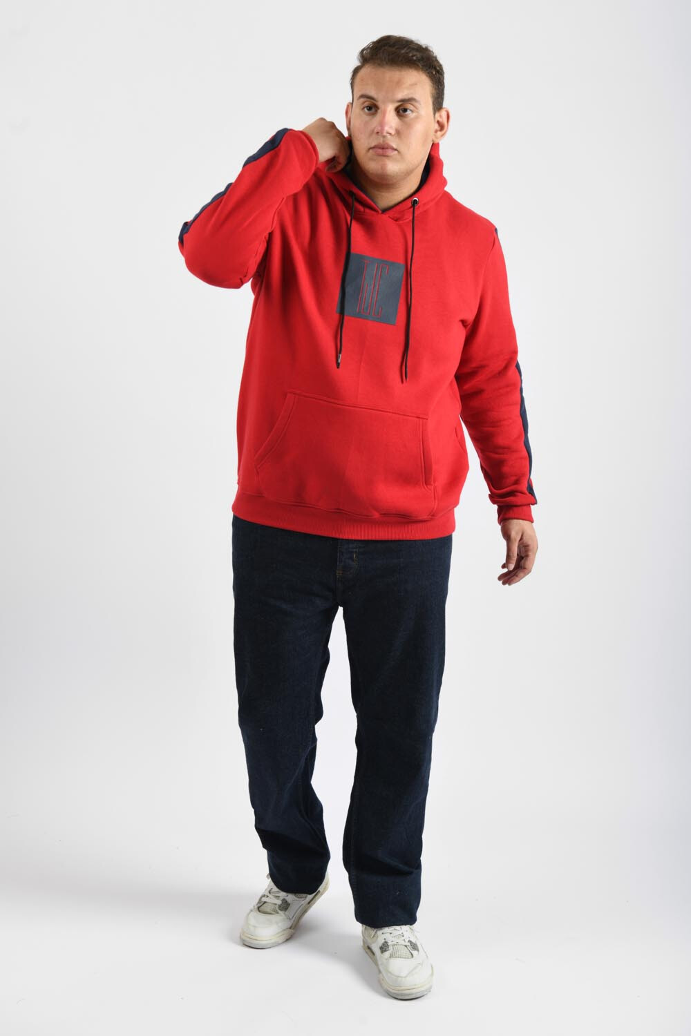 Men's Big Size Hoodie Regular Fit Soft Melton Front Printed Padded Sweatshirt