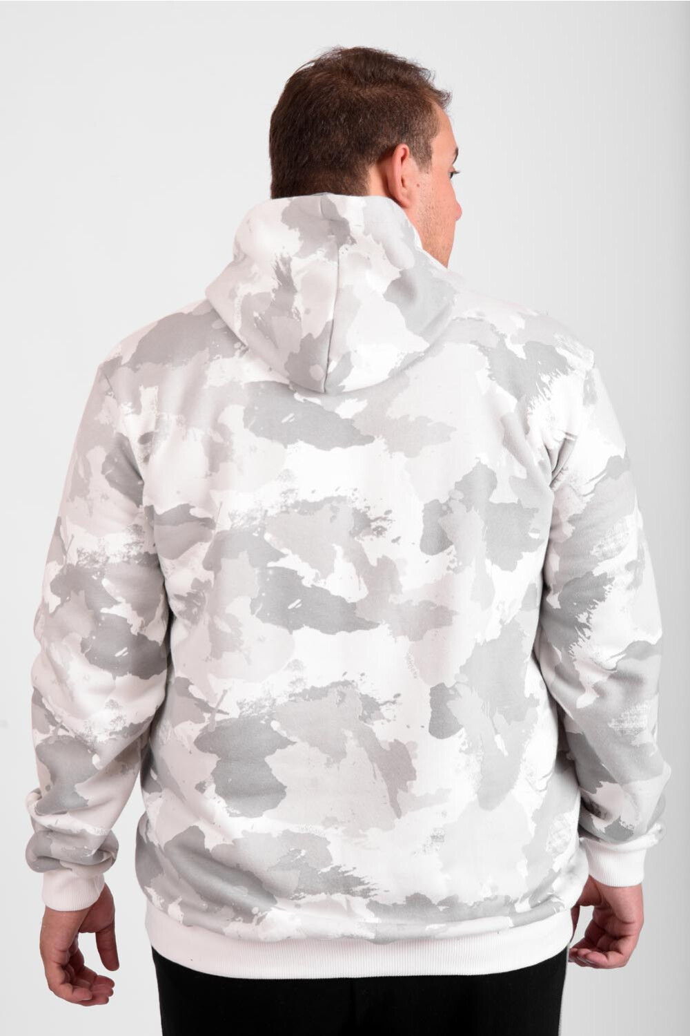 Men's Regular Fit Hooded Big Size Made Of Melton Padded Front Printed Army Hoodie Sweatshirt