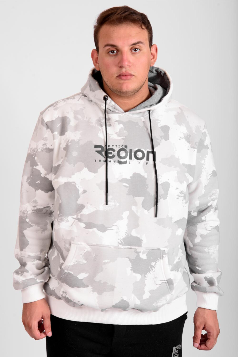 Men's Regular Fit Hooded Big Size Made Of Melton Padded Front Printed Army Hoodie Sweatshirt