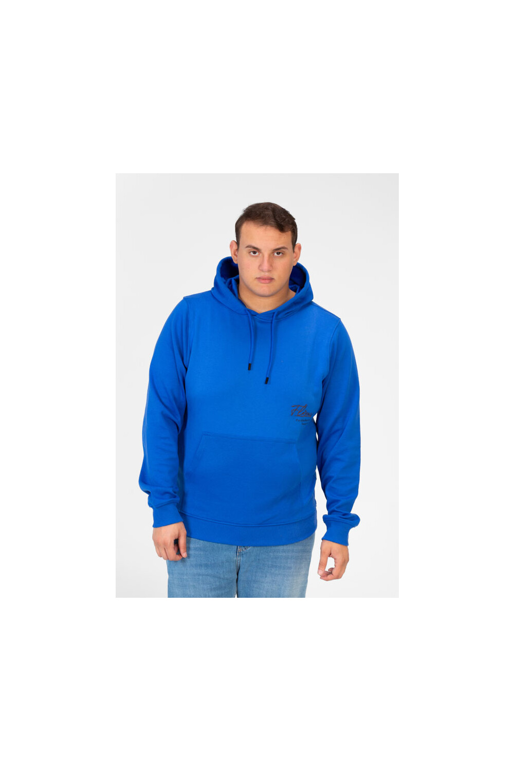 Men's Big Size Hoodie Sweatshirt with Graphic Print and Kangaroo Pocket