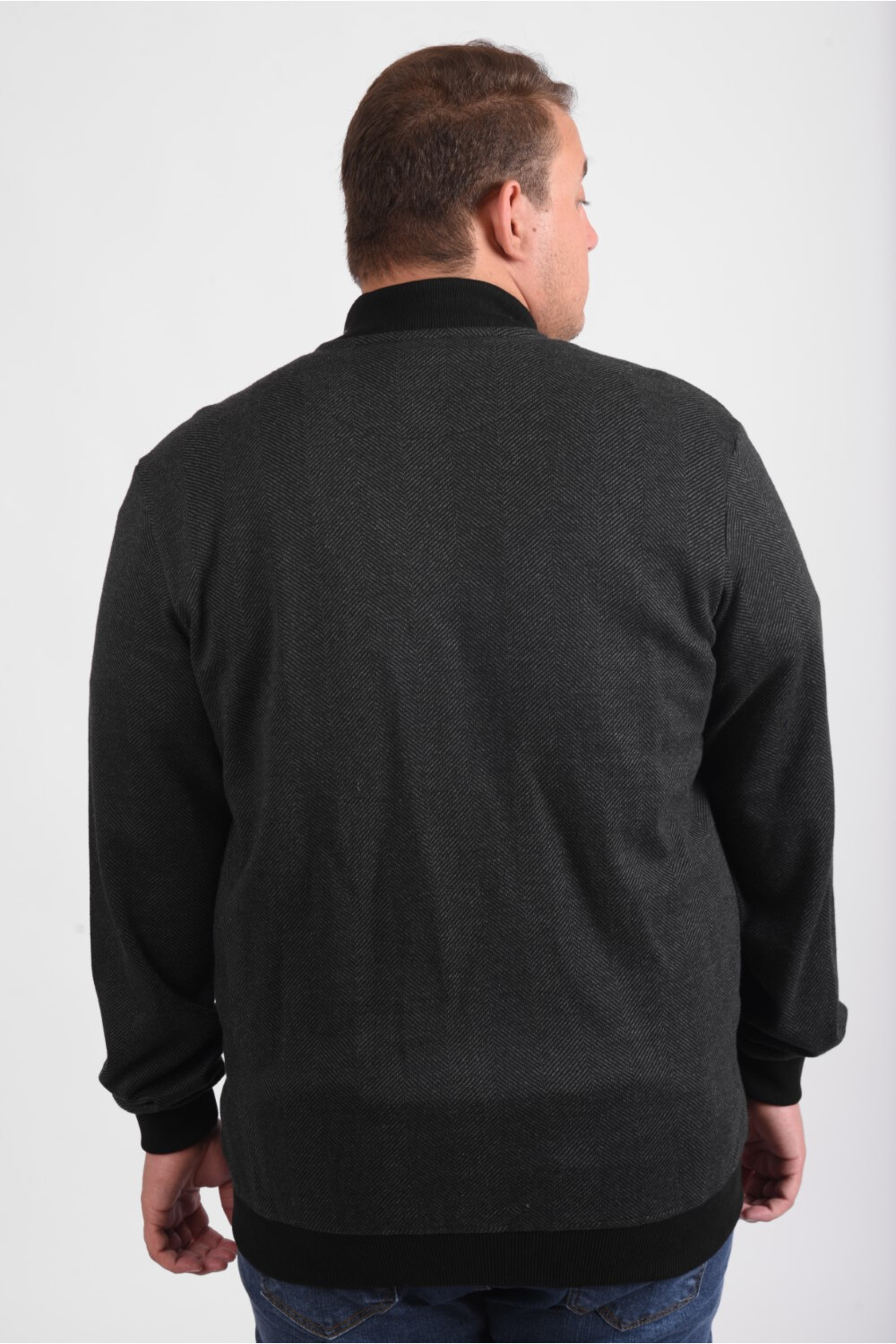 Men's Big Size Full Zipper Padded Basic Melton High Neck Sweatshirt With Unique Style